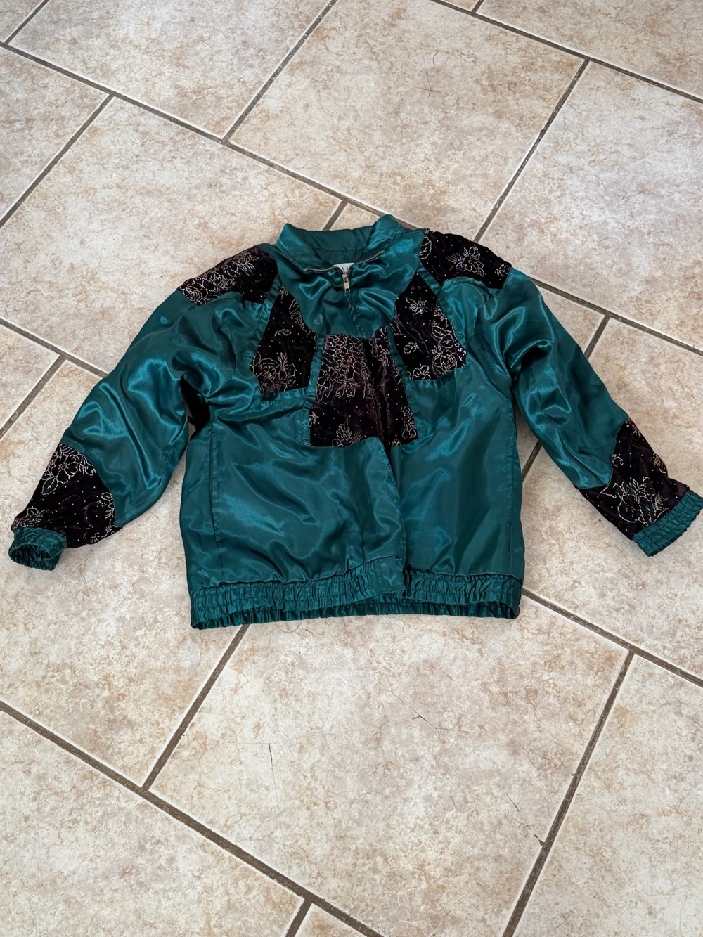 Vintage Lavon Petite 1995 Satin Jacket in Teal
